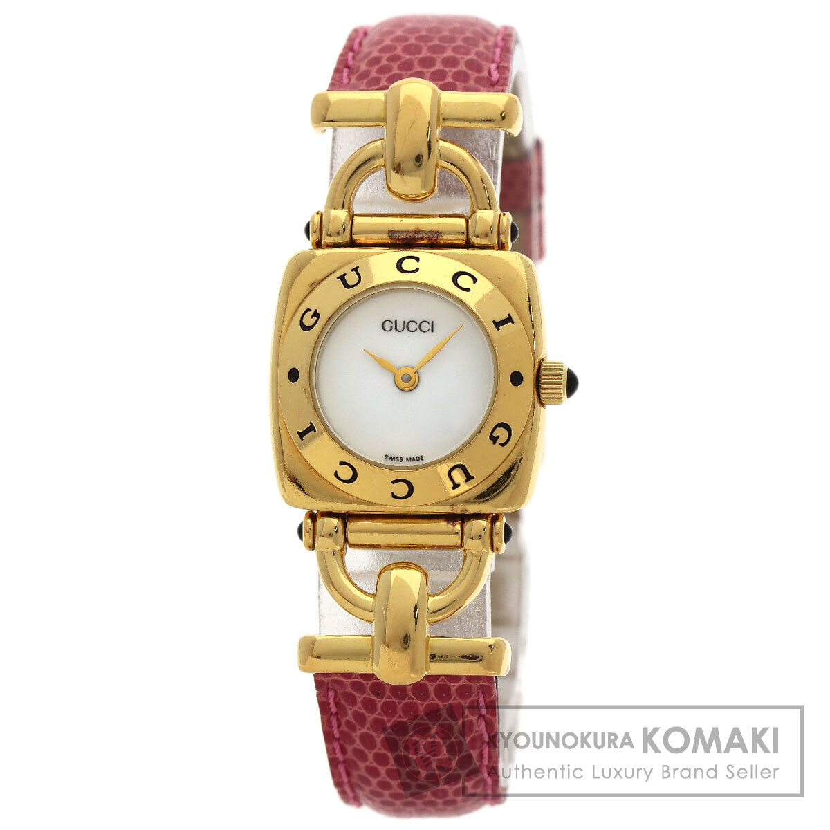 GUCCI グッチ 6300L ロゴ 腕時計 GP/革 レディース [中古