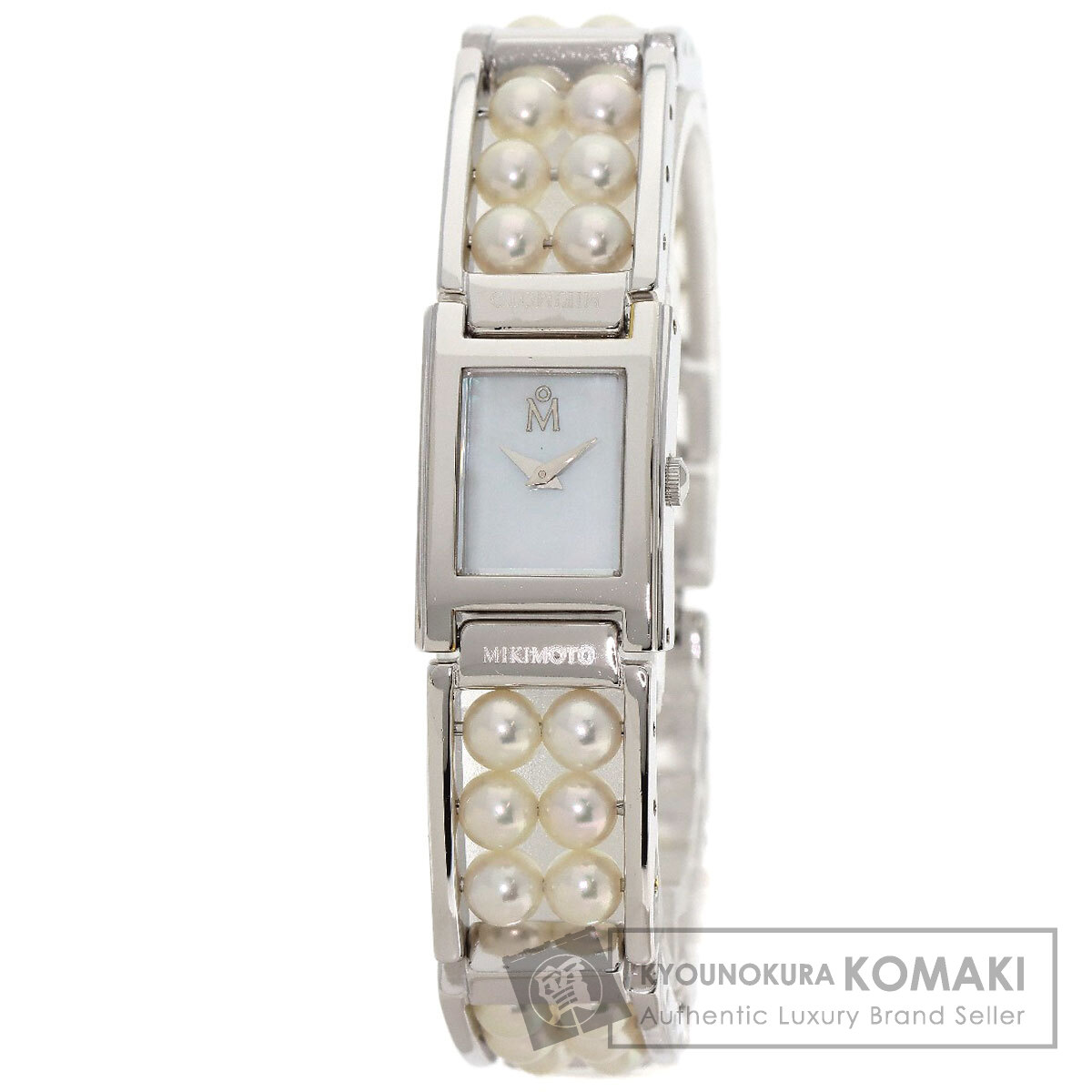 MIKIMOTO ミキモト NNS-8019PF スクエア パールブレス 腕時計