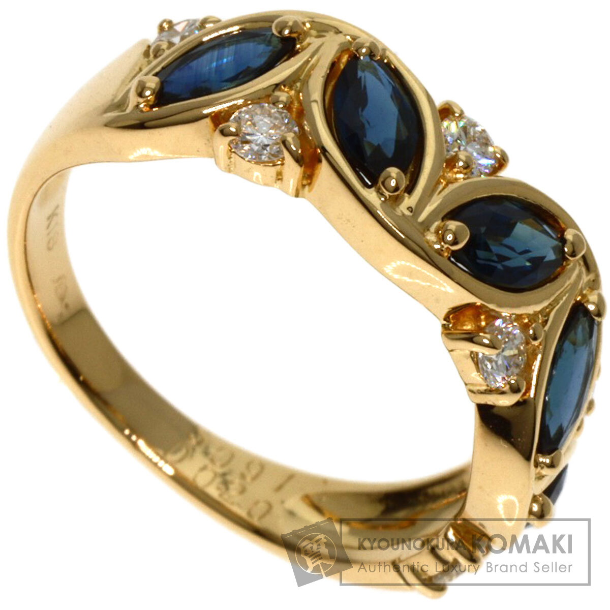 6/美品 ミキモト K18 サファイア計0.53ct ダイヤ リング 指輪 MIKIMOTO ミキモト サファイア ダイヤモンド リング・指輪 K18イエロー