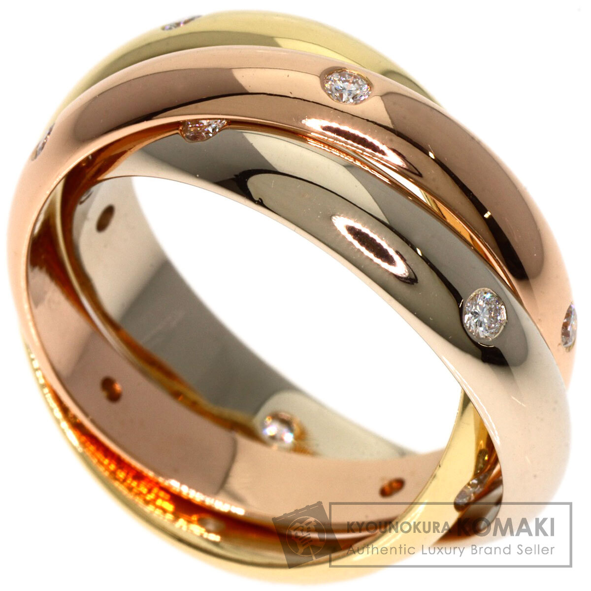 Cartier カルティエ トリニティ リング ダイヤ付 18金 CARTIER カルティエ トリニティ 15P ダイヤモンド #51 リング