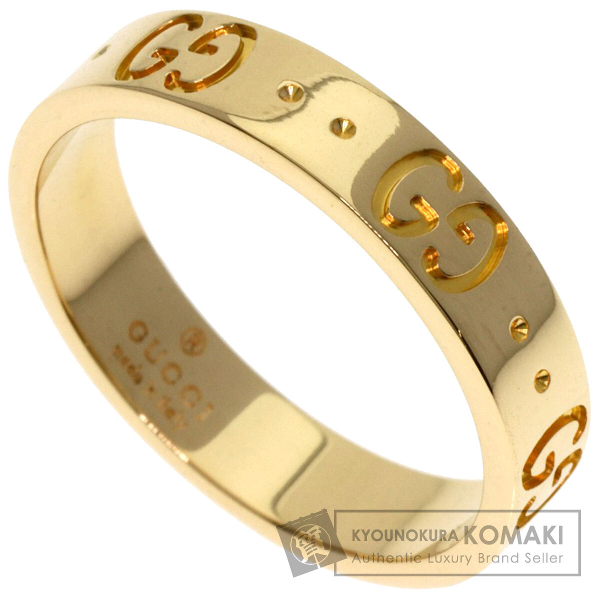 GUCCI アイコン イエローゴールド リング サイズ17 GUCCI グッチ アイコン プリント 2P ダイヤモンド #11 リング