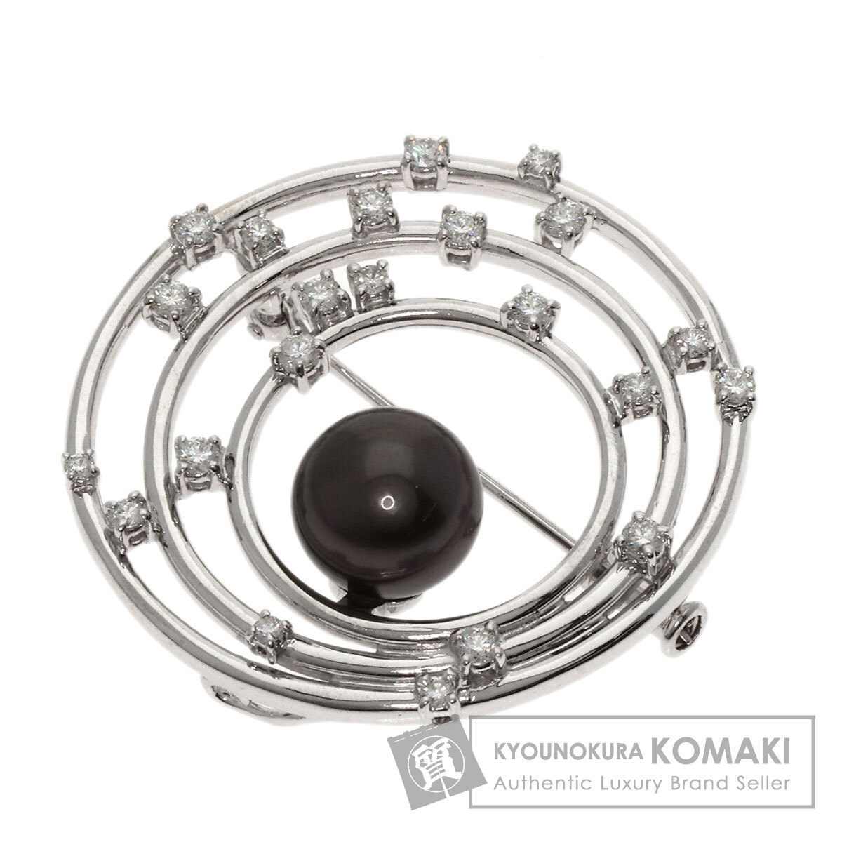 極希少⭐︎黒真珠11ミリ　シルバーブローチ　一品物ブラックパール TASAKI タサキ ブラックパール 黒真珠 ダイヤモンド ブローチ