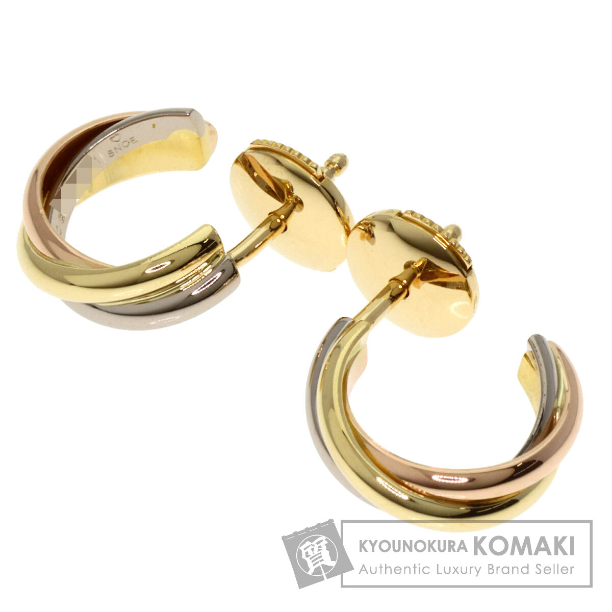 希少・絶版 Cartier カルティエ トリニティ ピアス K18×ダイヤモンド Cartier - CARTIER(カルティエ) トリニティ ピアス ダイヤモンド