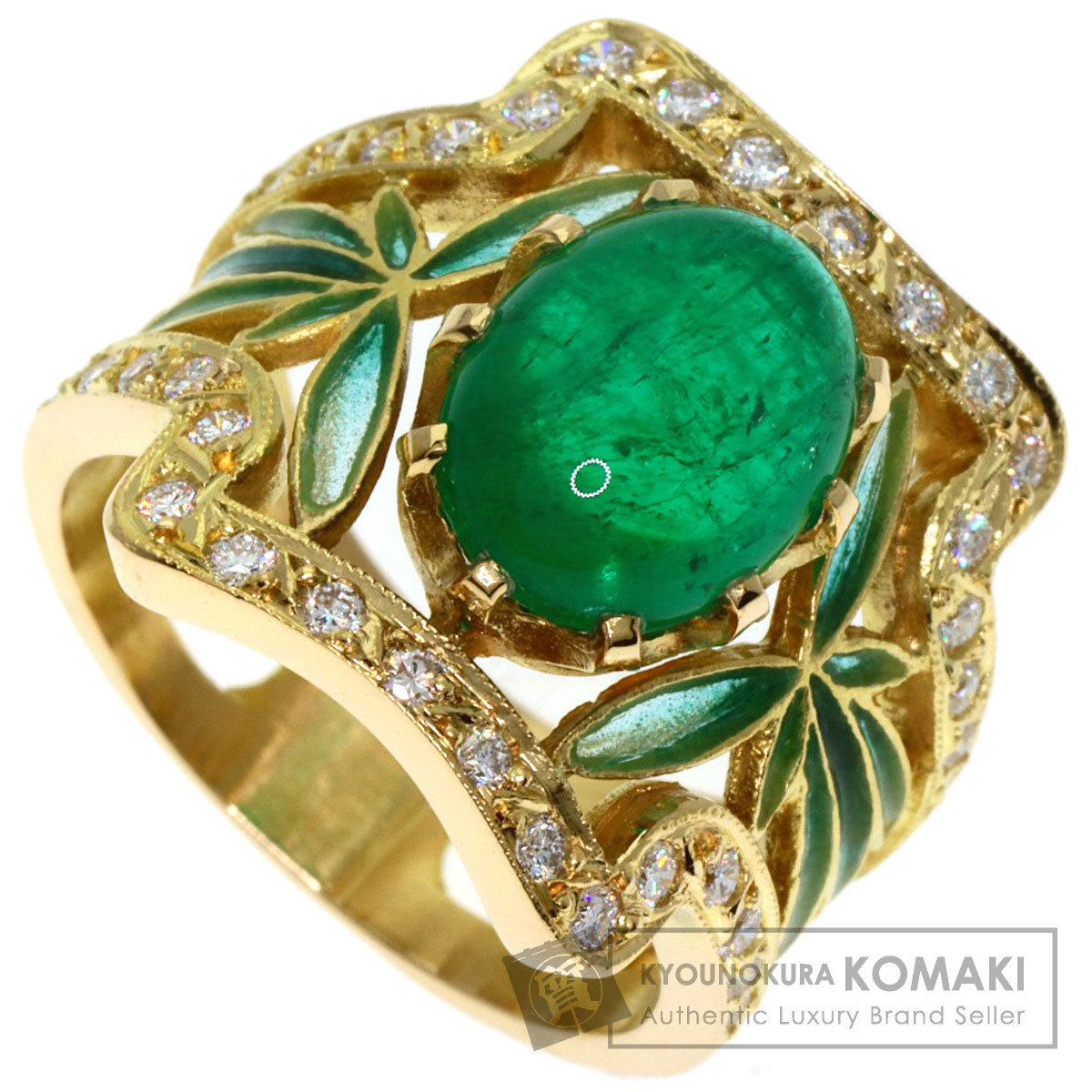 ⭐️特別⭐️新品未使用 k18 エメラルド&ダイヤリング ティアラ 人気の王冠 MASRIERA マリエラ 七宝 カボション エメラルド ダイヤモンド
