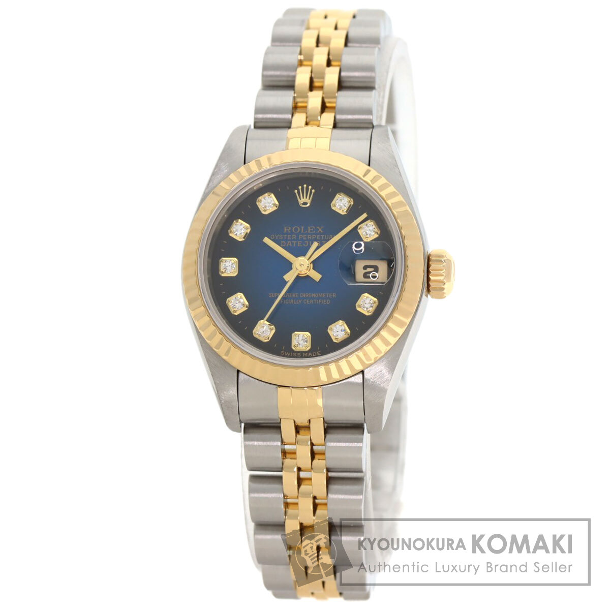 ロレックス 腕時計 デイトジャスト 10P ダイヤモンド ブルーグラデーション