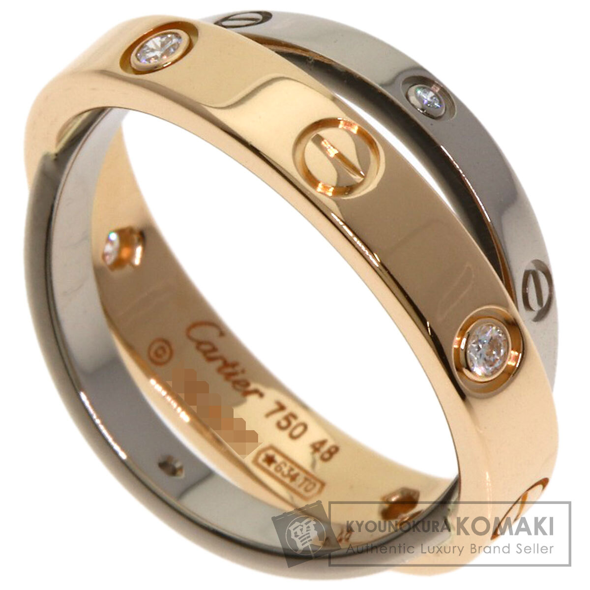 CARTIER カルティエ ビーラブ リング 6P ダイヤ 10号 K18 指輪 CARTIER カルティエ ビーラブ リング 6P ダイヤ 10号 K18 指輪