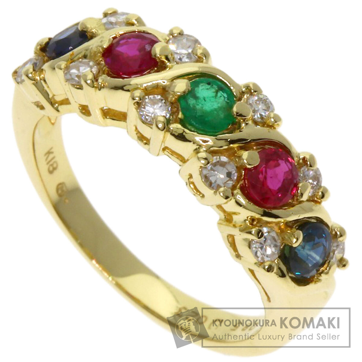 K18/ダイヤモンド.サファイア.ルビー.エメラルド リング MIKIMOTO ミキモト ルビー サファイア エメラルド ダイヤモンド