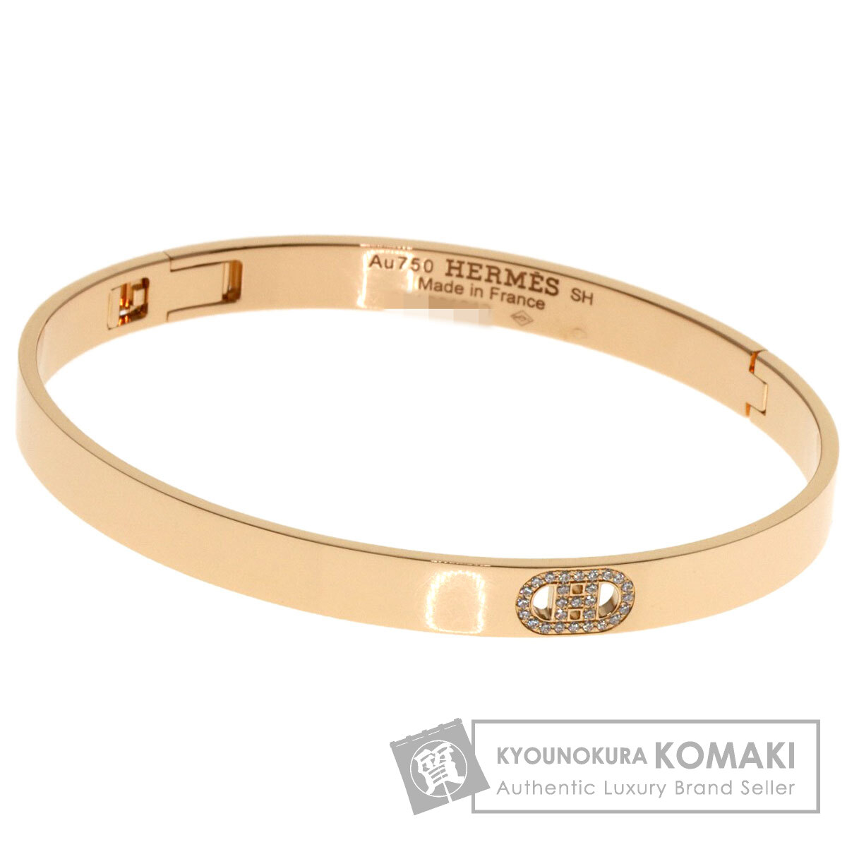 新品Hermès エルメス ダイヤモンド ゴールド ブレスレット エルメス HERMES ケリーチェーンブレス ゴールド Au750 ダイヤモンド