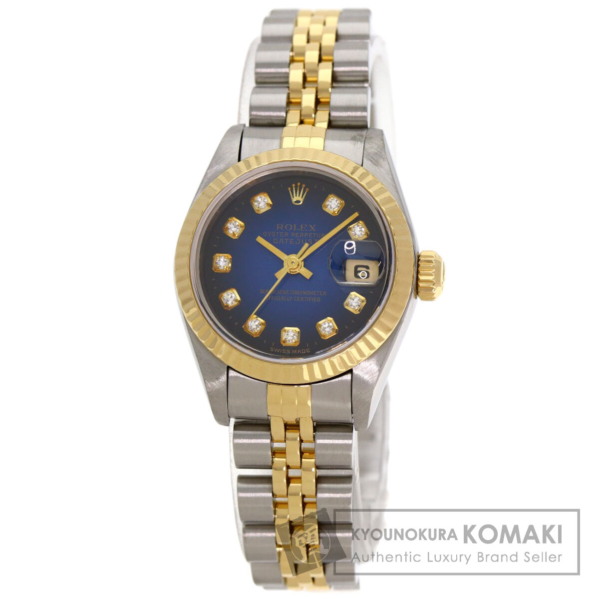 ロレックス 腕時計 デイトジャスト 10P ダイヤモンド ブルーグラデーション