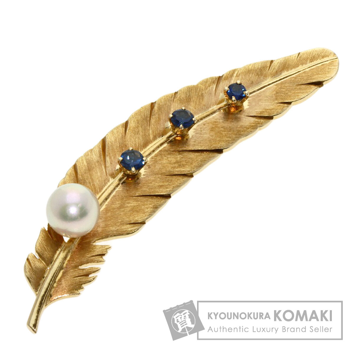 MIKIMOTO ミキモト パール 真珠 フェザーモチーフ サファイア