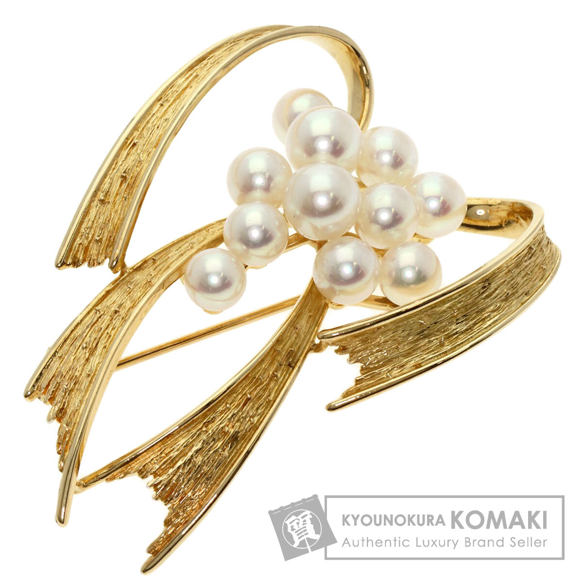 MIKIMOTO ミキモト パール 真珠 ブローチ K14イエローゴールド