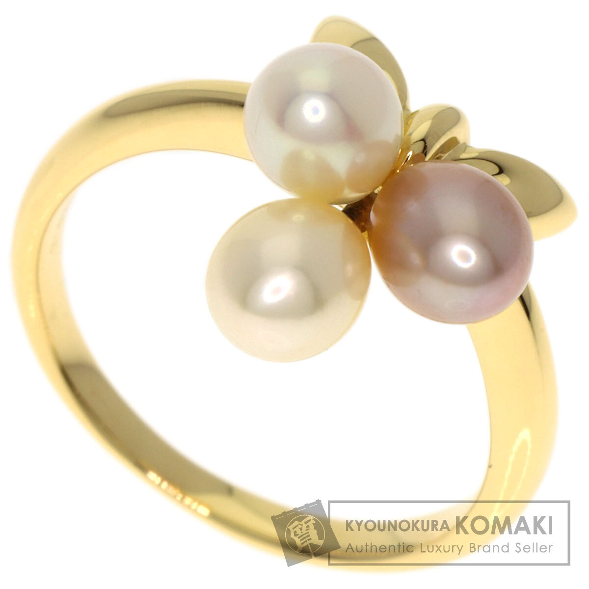 25/美品 ミキモト K18 真珠 パール約3.9-6.5㎜珠 リング 指輪 MIKIMOTO ミキモト リング パール 真珠 8.7mm ダイヤ ダイヤモンド