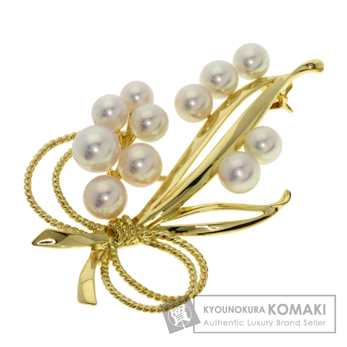 MIKIMOTO ミキモト パール 真珠 ブローチ K18イエローゴールド