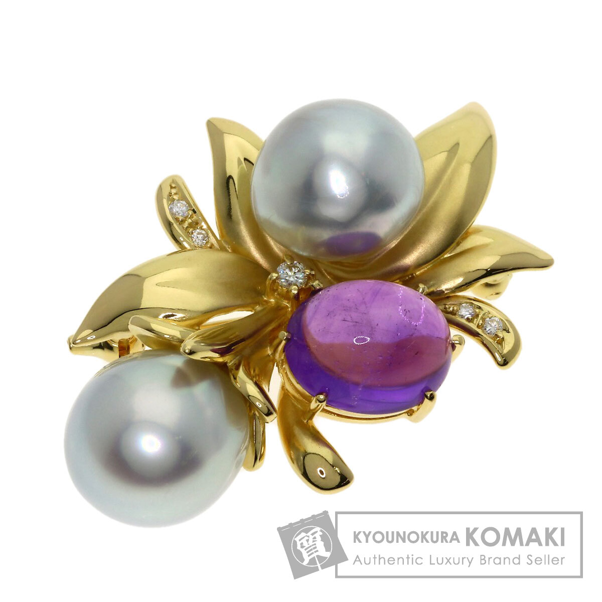 花かごブローチ k18 宝飾品 TASAKI タサキ パール 真珠 ダイヤモンド ブローチ K18イエロー