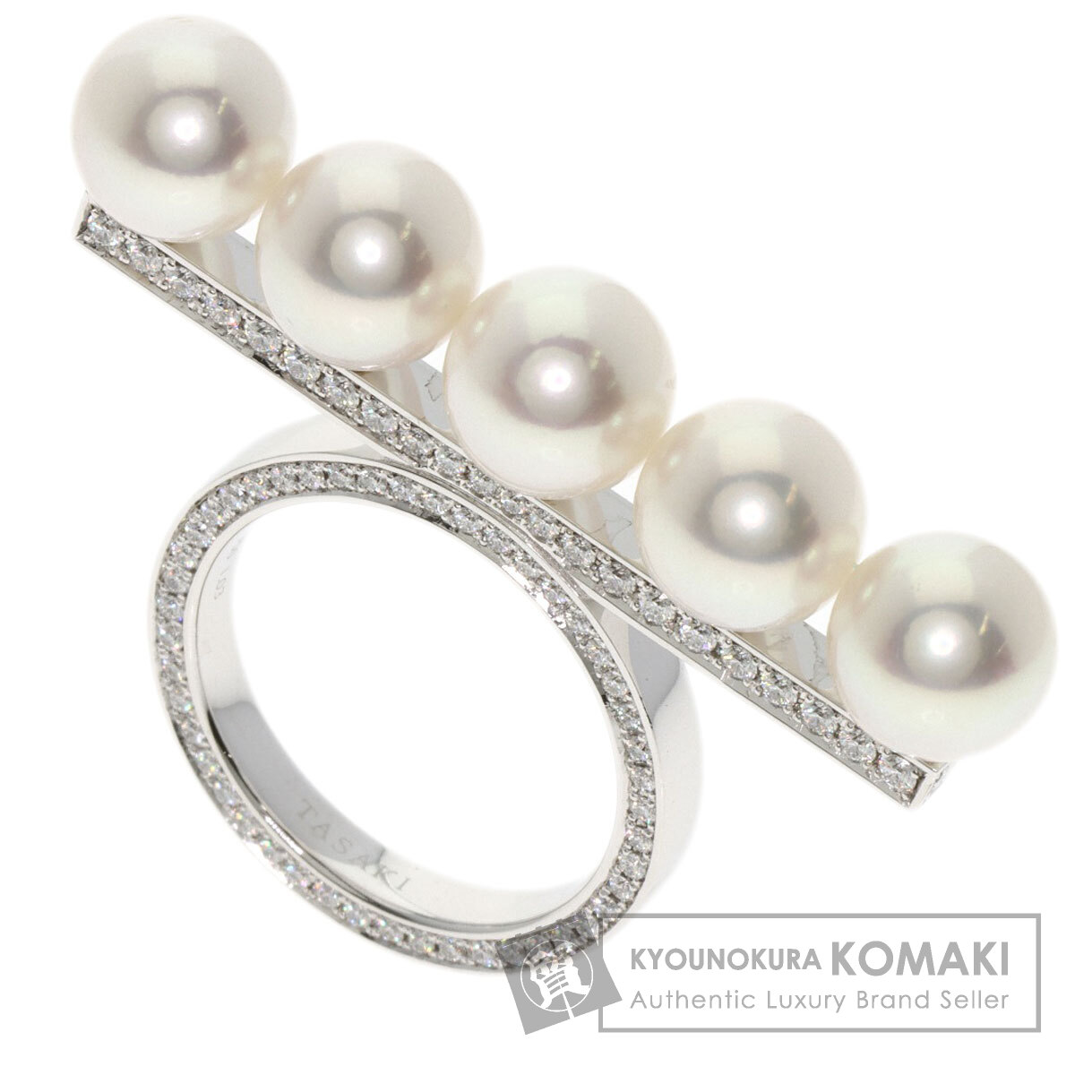 タサキ リング・指輪 バランスシグネチャー パヴェ ダイヤモンド アコヤパール 真珠