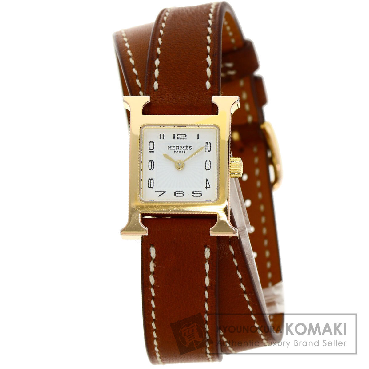 極美品 HERMES エルメス HH1.101 Hウォッチ ミニ 付属品付き HERMES エルメス HH1.101 Hウォッチミニ ドゥブルトゥール 腕時計 GP