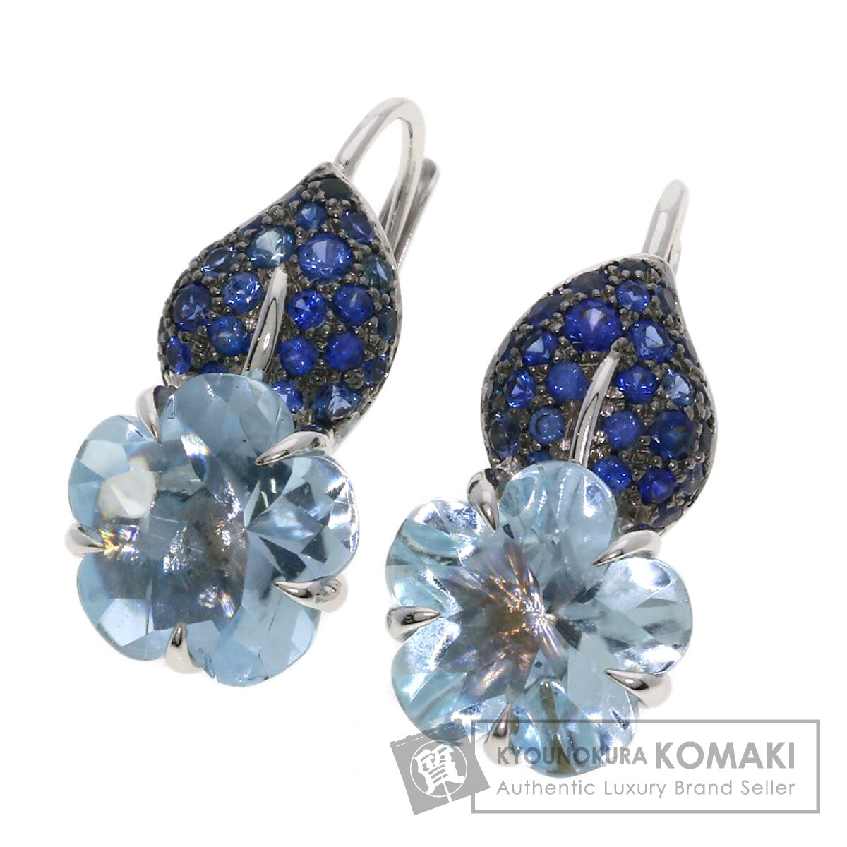 CHANEL シャネル カメリア アクアマリン サファイア ピアス K18