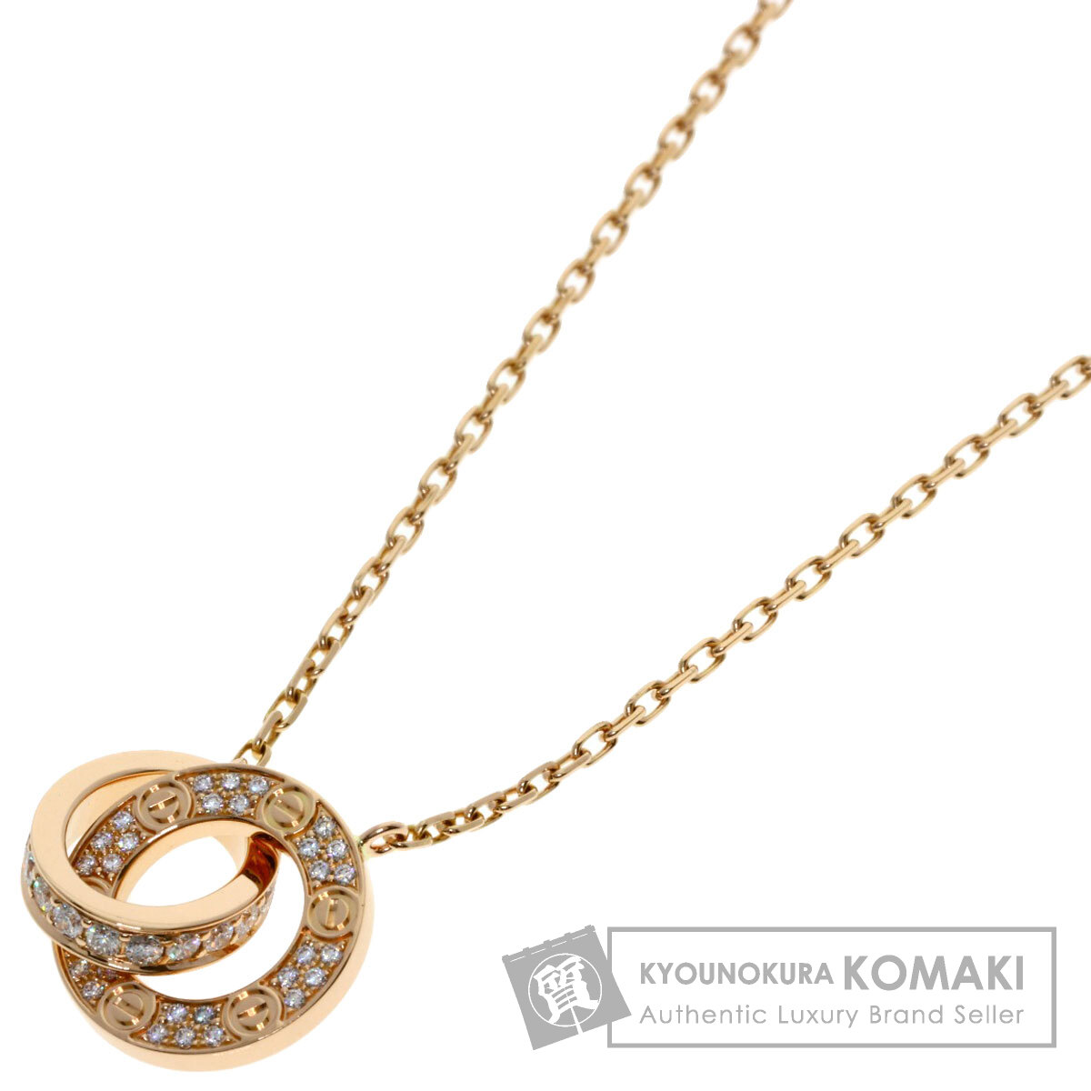 カルティエ ラブ サークル ダイヤモンド ネックレス K18ピンクゴールド CARTIER カルティエ ラブサークル フルダイヤモンド ネックレス K18