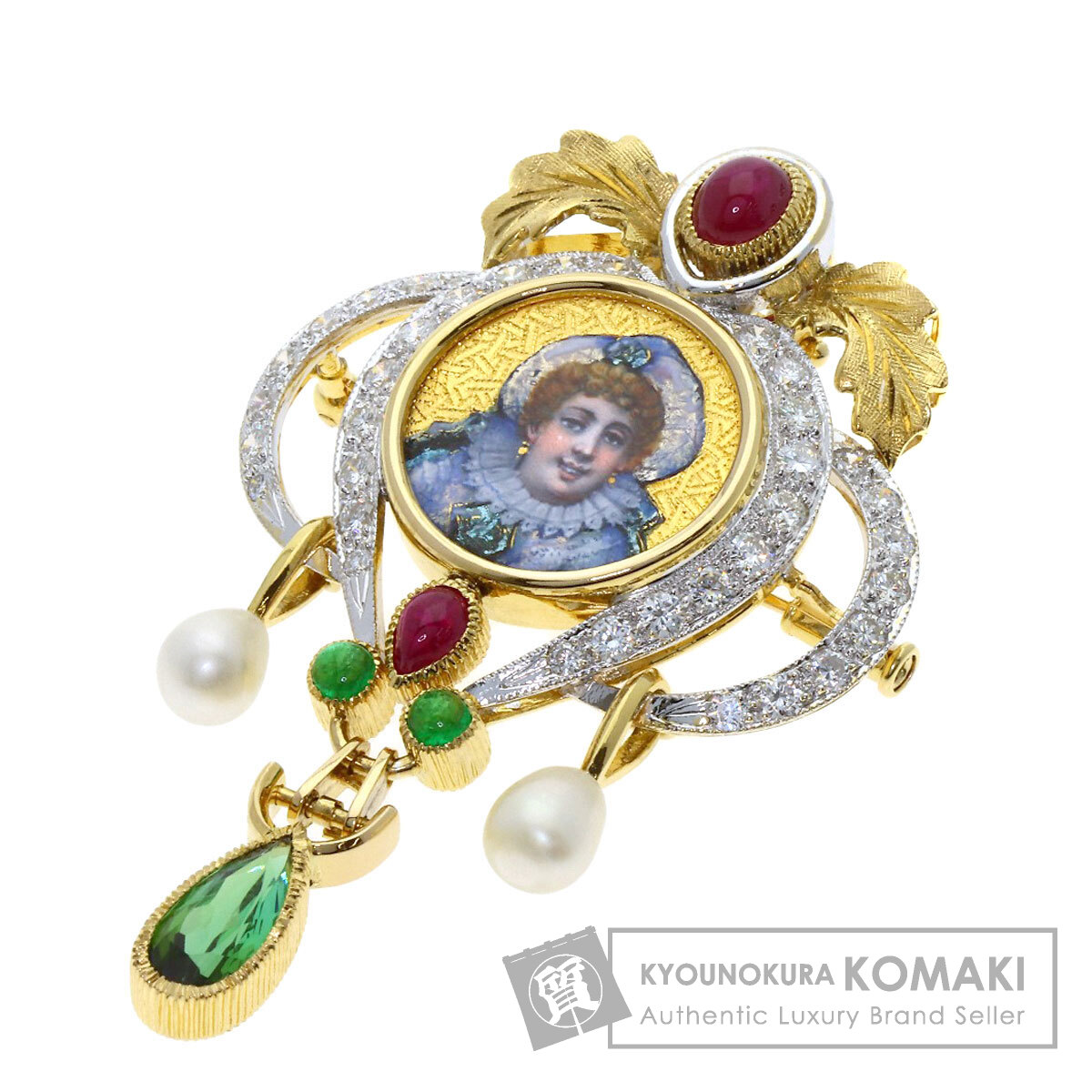 梶光夫 ブローチ エマーユ マルチストーン