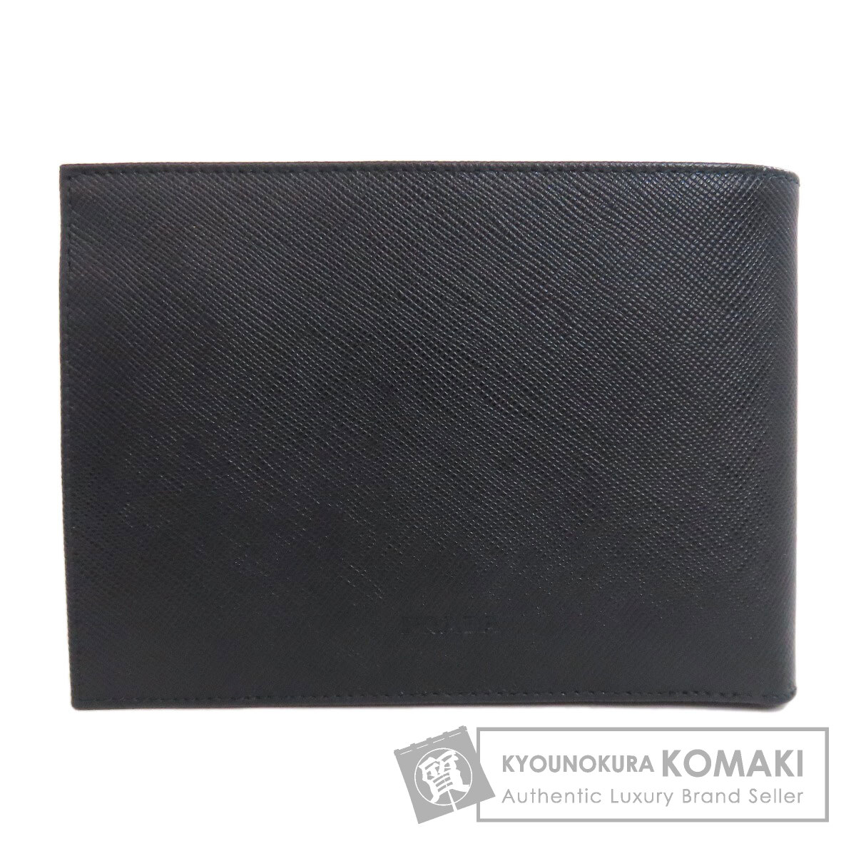 PRADA プラダ 二つ折り財布 サフィアーノ ブラック ゴールドロゴクリップ PRADA プラダ 二つ折り財布 サフィアーノ ブラック ゴールドロゴ