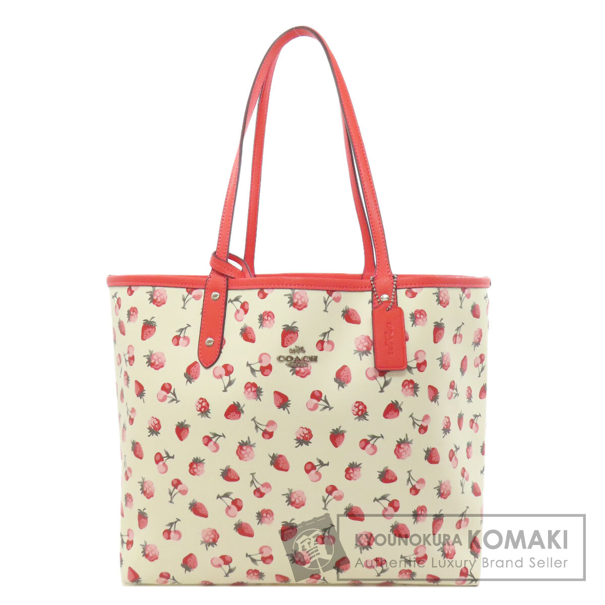 COACH コーチ F24214 フルーツ柄 リバーシブル トートバッグ PVC