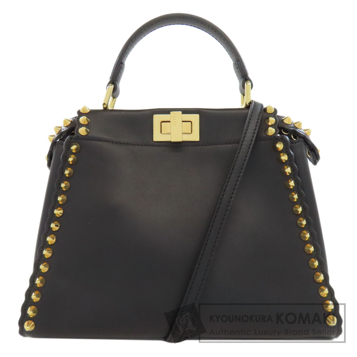 おむらいすフェンディ ミニハンドバッグ ビニール ロゴ ラバー 黒 お