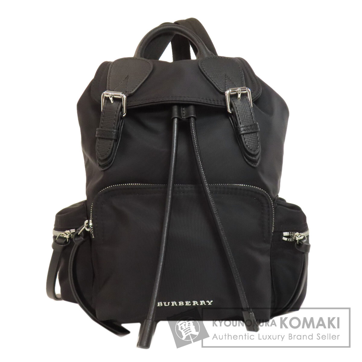r05【極美品】近年モデル　バーバリー　ナイロン　ロゴ金具　ブラック　リュック ナイロン バックパック (ブラック) - メンズ, ナイロン