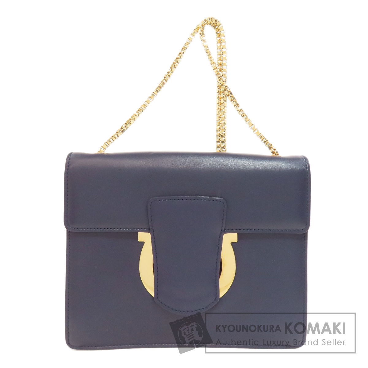 Salvatore Ferragamo ネイビー　チェーンバッグ Salvatore Ferragamo サルヴァトーレフェラガモ ガンチーニ金具