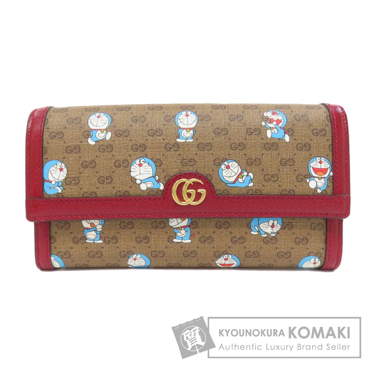 ari GUCCI ドラえもんコラボ長財布 グッチドラえもんコラボ ベージュ/エボニー/チェリーレッド