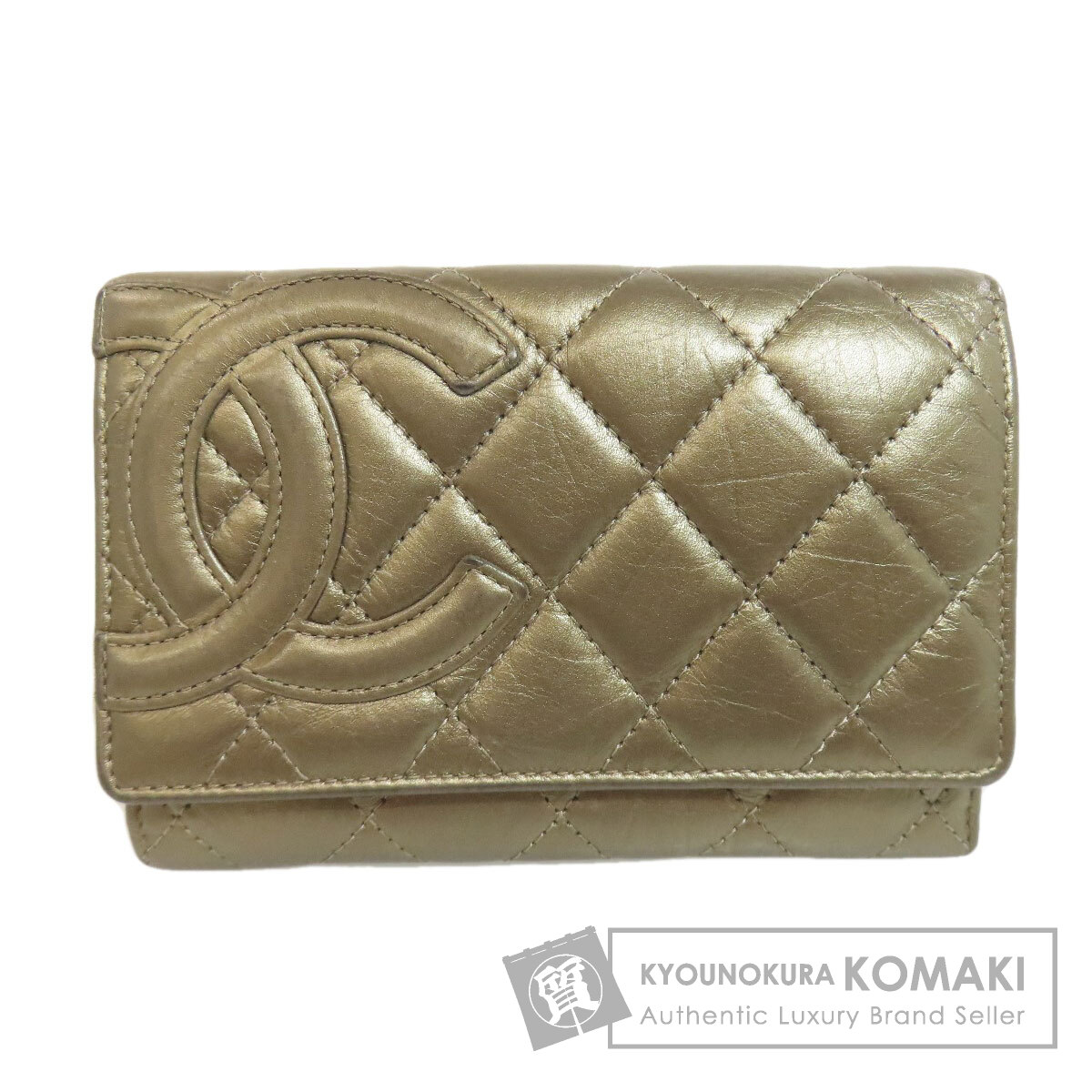 CHANEL カンボンラインコンパクト財布 CHANEL シャネル カンボンライン シルバー金具 二つ折り財布