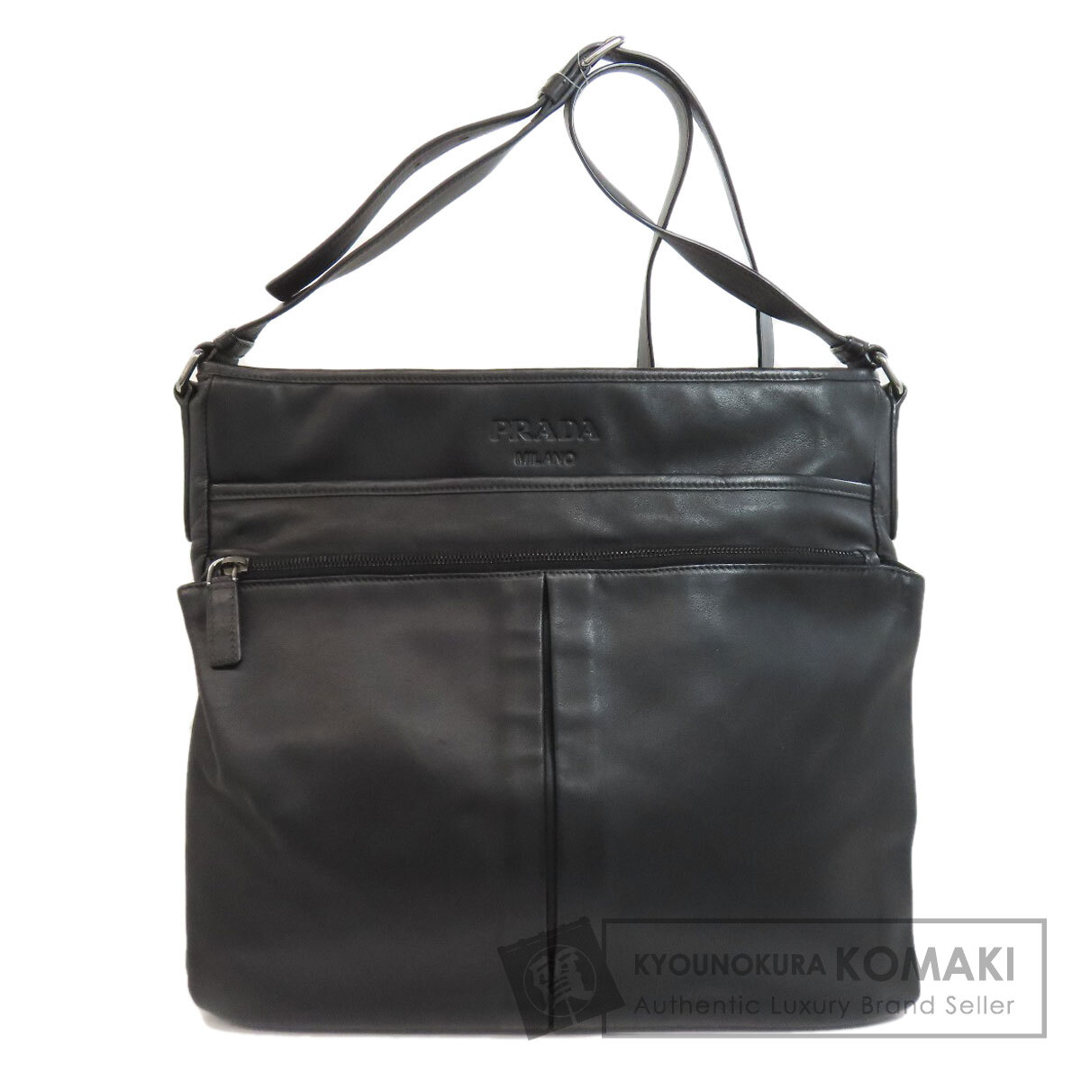 【美品】プラダ　PRADA レザーショルダーバッグ PRADA プラダ ロゴ ショルダーバッグ レザー レディース [中古