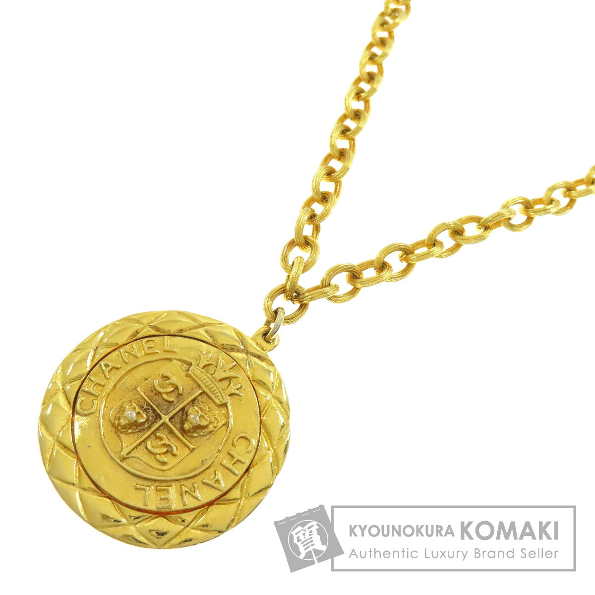 シャネル ネックレス レリーフ マトラッセ フレームラウンド リバーシブル ペンダント