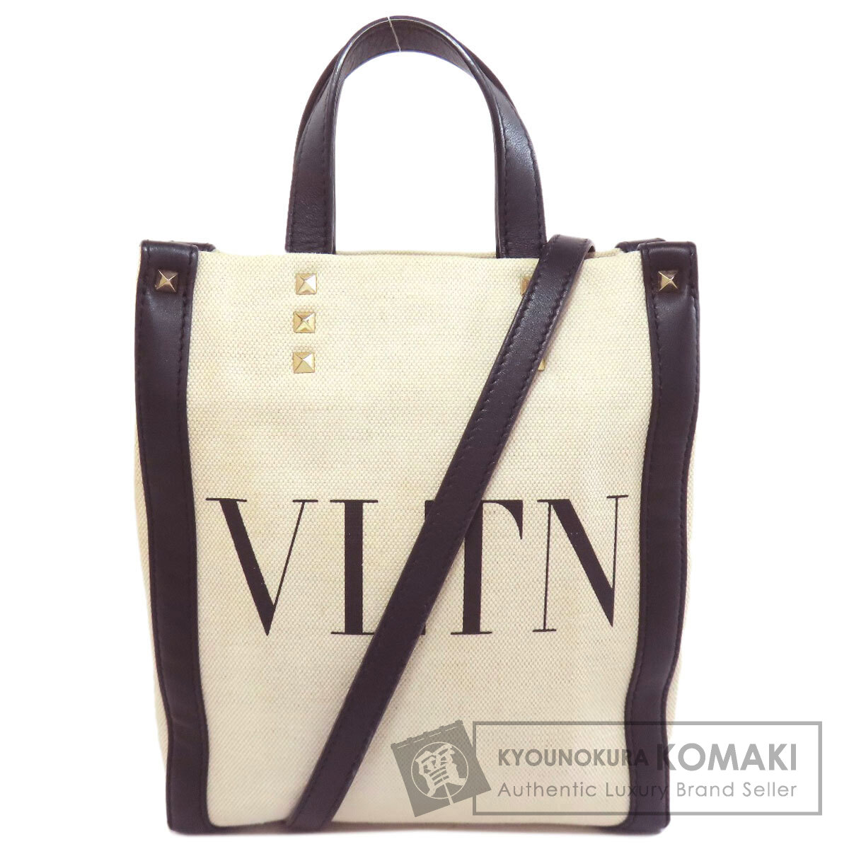 VALENTINO バレンティノ スタッズ 2WAY ハンドバッグ キャンバス