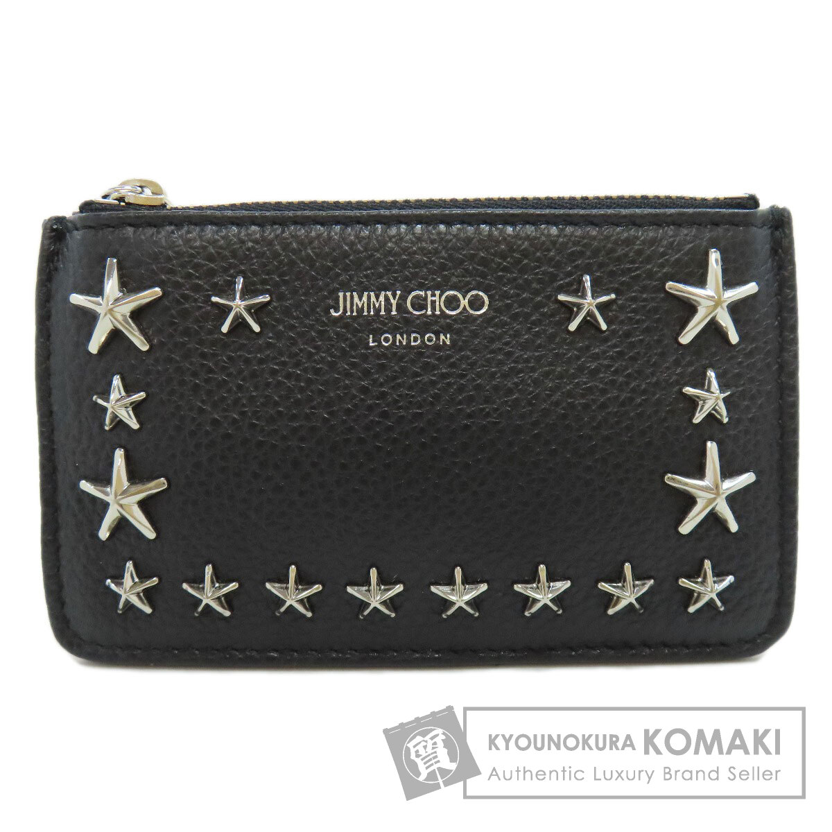 【未使用保管品】ジミーチュウ コインケース スター ラウンドジップ レザー Jimmy Choo ジミーチュウ スターモチーフ スタッズ コインケース