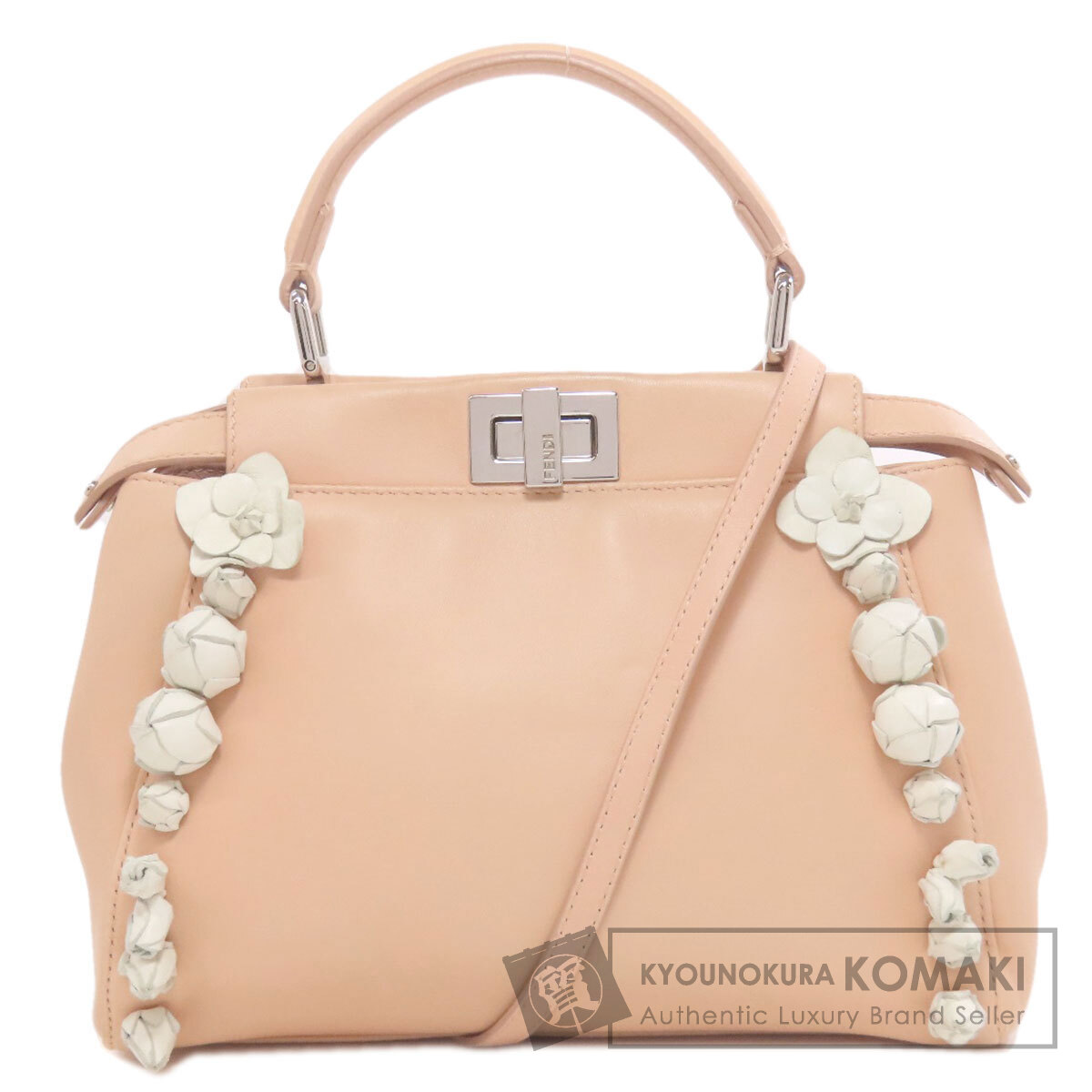 正規品 フェンディ ピーカブー ミニ レザー フラワー ショルダーバッグ FENDI フェンディ ピーカブーミニ フラワー 2WAY ハンドバッグ