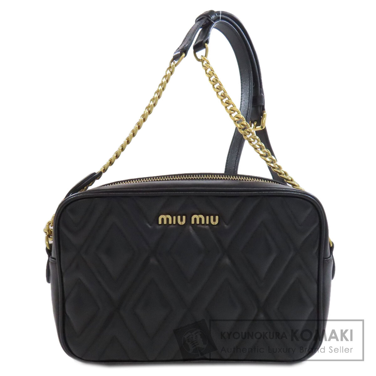 【国内発】MiuMiu キルト ショルダーバッグ ロゴ ギフト包装可 MIUMIU ミュウミュウ ロゴ ショルダーバッグ カーフ レディース