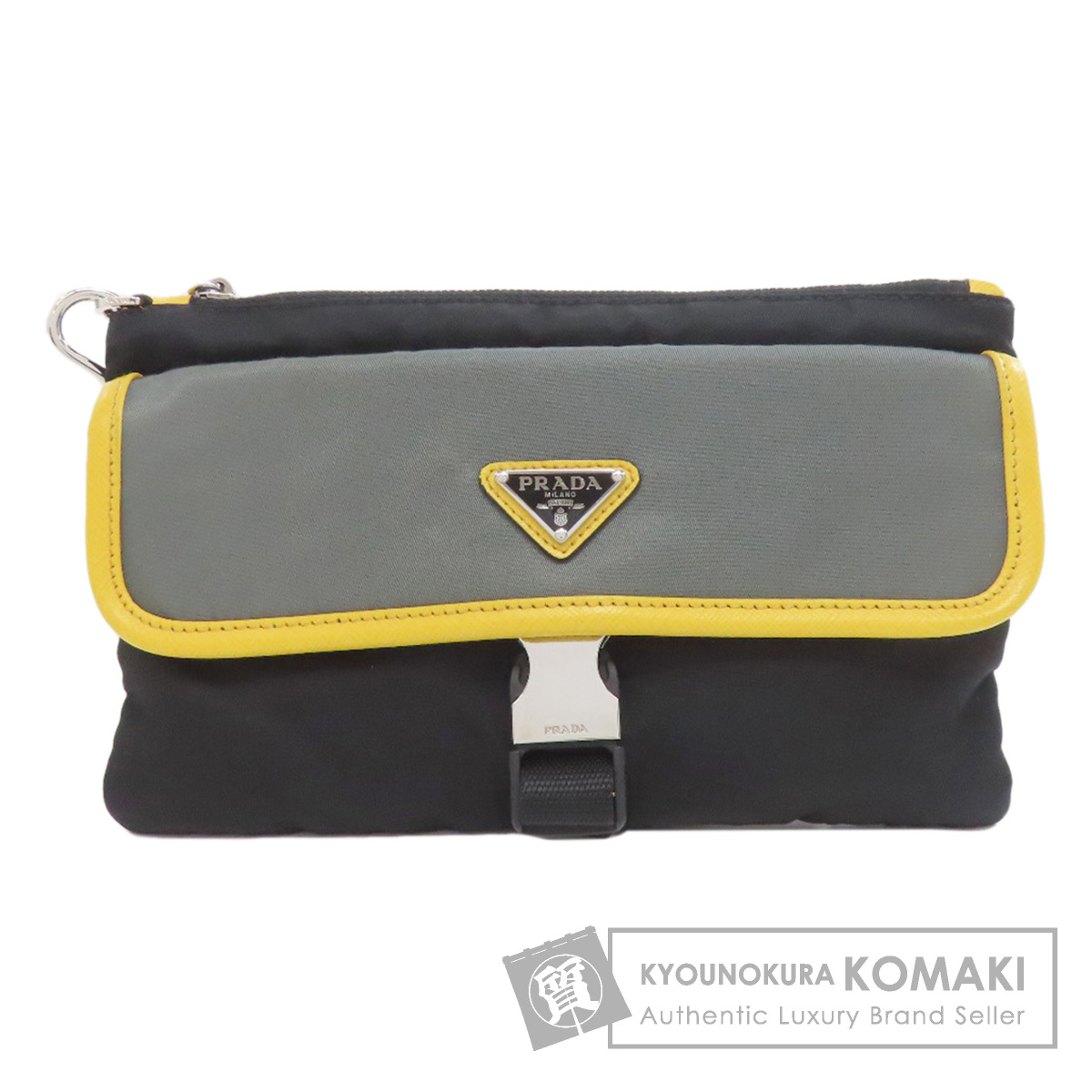 PRADA プラダ 2NH011 ロゴ金具 クラッチバッグ ナイロン素材