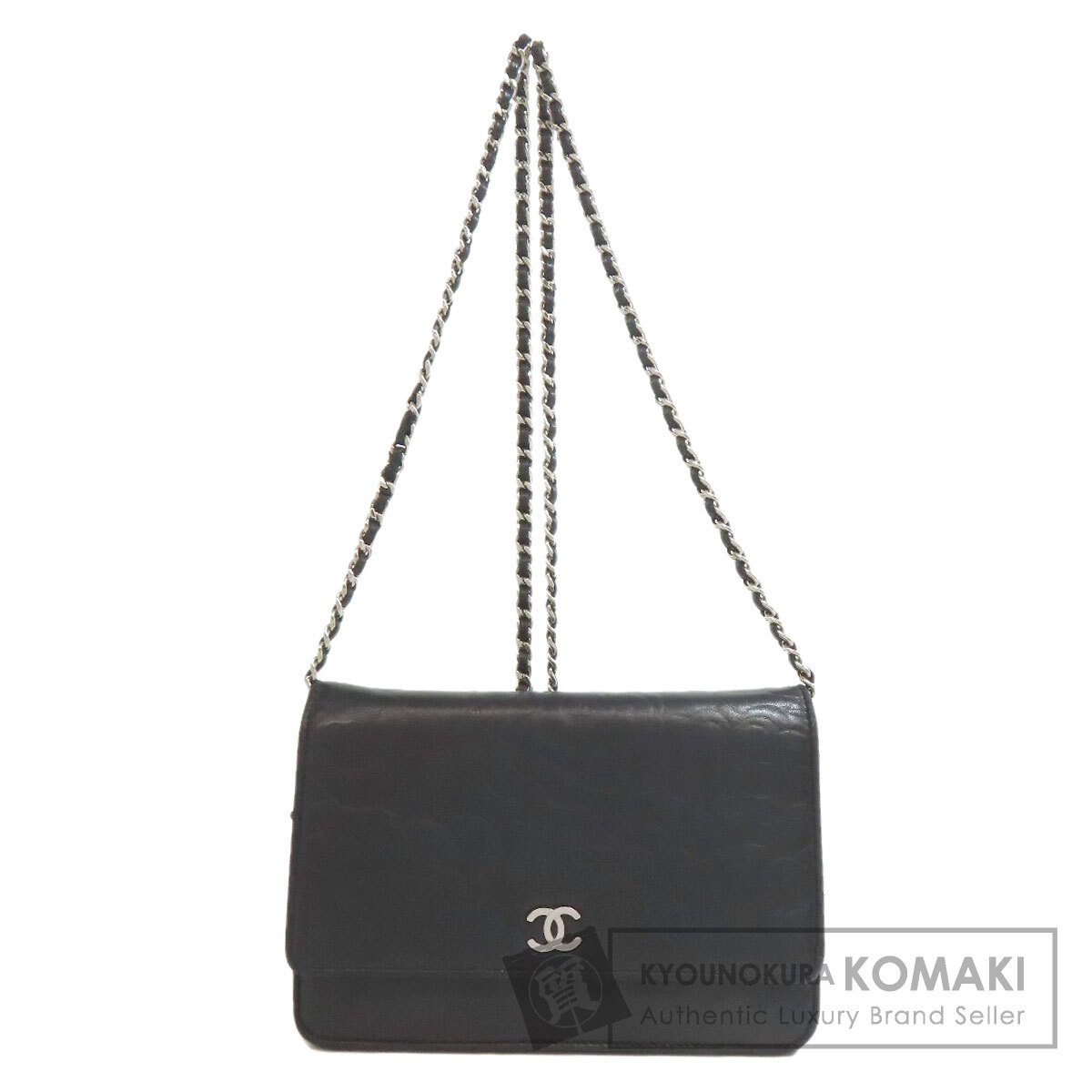 【CHANEL】シャネル　カメリア　長財布　チェーンウォレット CHANEL シャネル チェーンウォレット カメリア シルバー金具 長