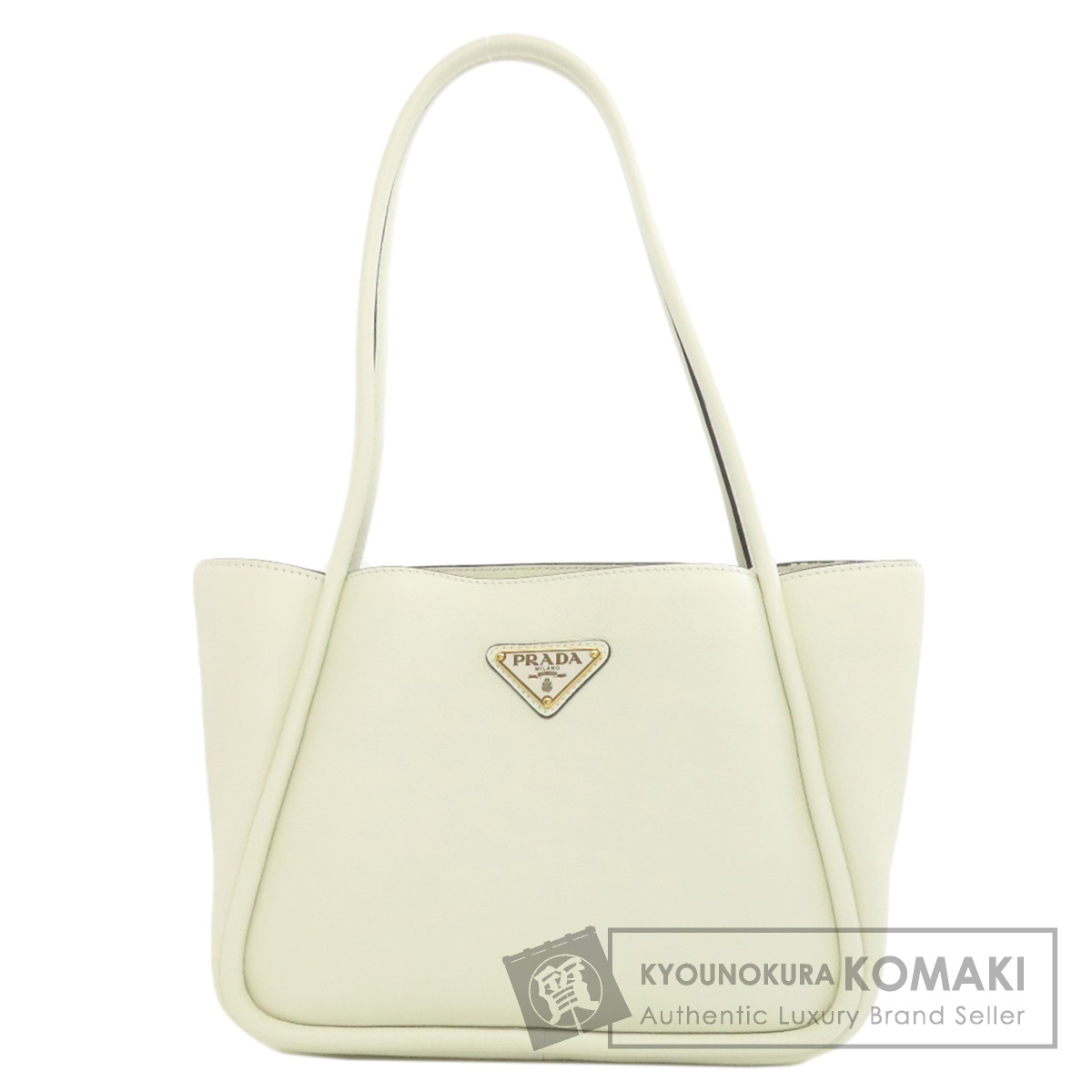 プラダ PRADA  ロゴ金具  トートバッグ カーフ レディース  中古 PRADA プラダ ロゴ金具 トートバッグ カーフ レディース [中古