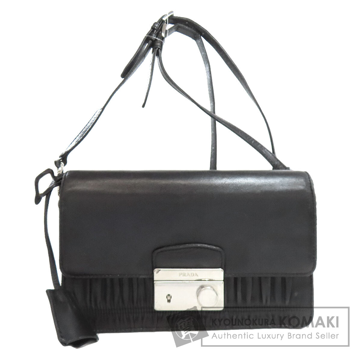 プラダ ギャザー レザー ハンドバッグ ショルダーバッグ A4可 シリアルあり PRADA プラダ ギャザー ショルダーバッグ レザー レディース