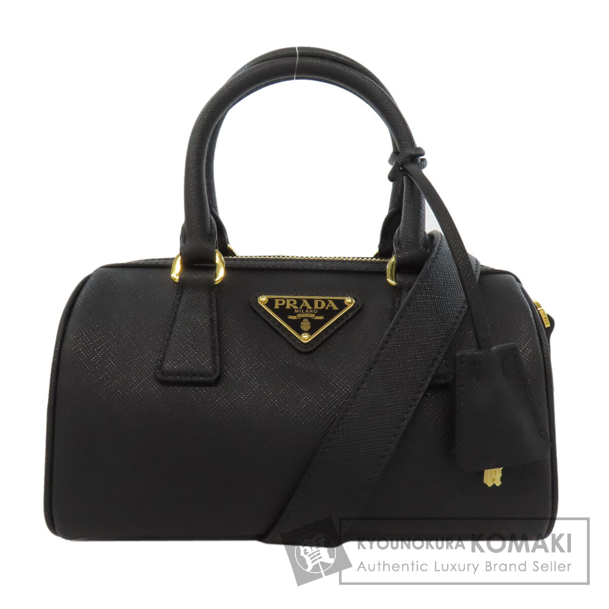 【PRADA】2wayバッグ　ハンドバッグ　ロゴ金具　リボン　ナイロン　ブラック PRADA ロゴ金具ナイロンレザー2Wayバッグ | Hedy