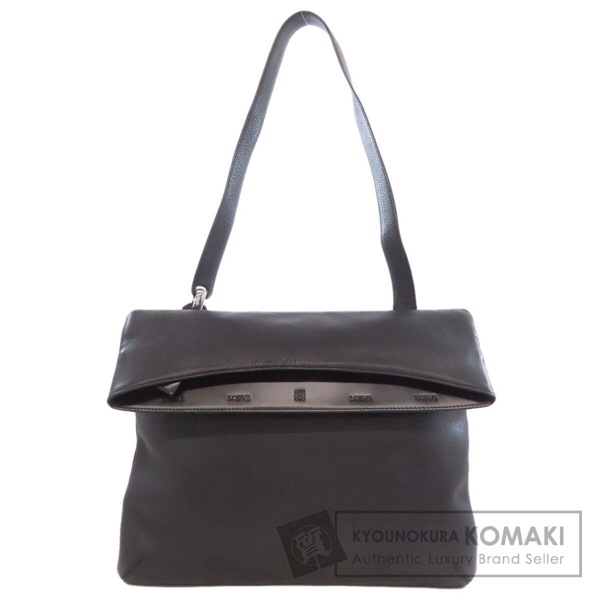 ロエベ　黒 レザー ショルダーバッグ LOEWE ロエベ ショルダーバッグ レザー ブラック : ブランド