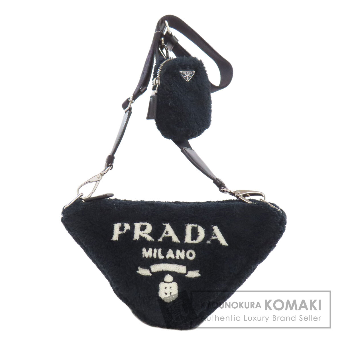 プラダ PRADA 1BH190  トライアングル  ショルダーバッグ ボア レディース  中古 PRADA プラダ 1BH190 トライアングル ショルダーバッグ ボア