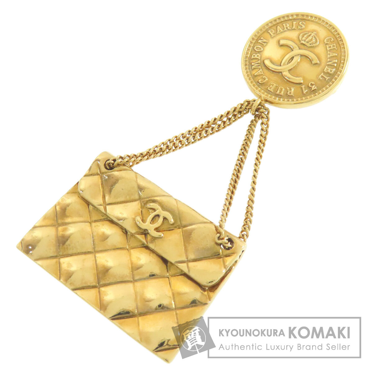 ✨️極美品✨️ シャネル バッグモチーフ マトラッセ ブローチ レディース 人気 CHANEL シャネル マトラッセバッグモチーフ ブローチ 金属製