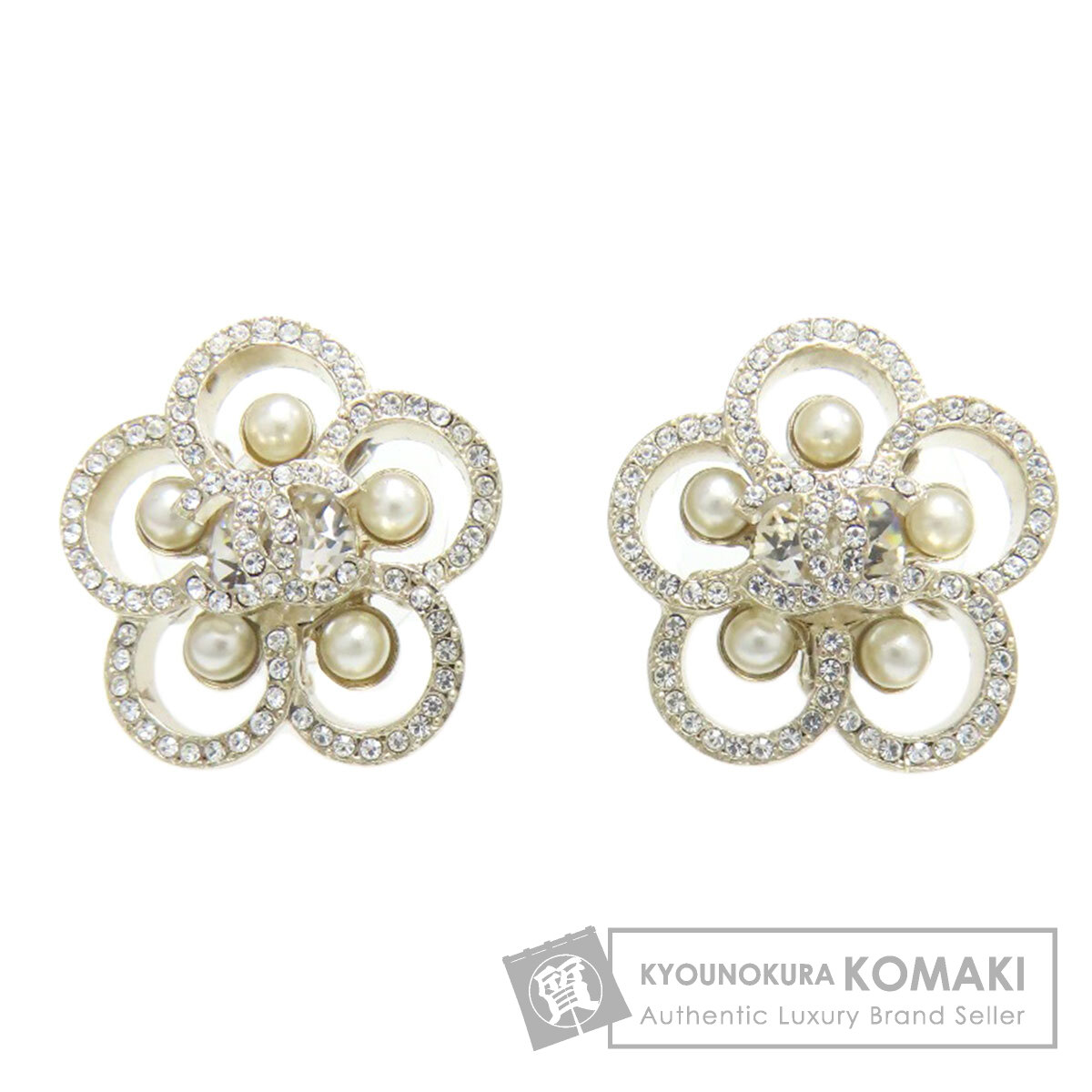 CHANEL ココ　ラインストーン　フラワーモチーフ　ピアス　P1687 CHANEL ココ ラインストーン フラワーモチーフ ピアス P1687