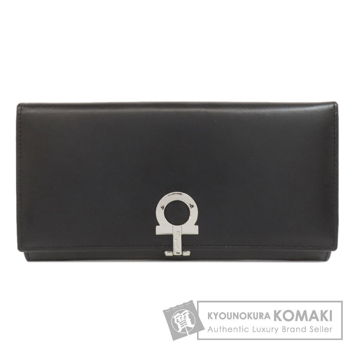 定番カラー　サルヴァトーレフェラガモ　財布　折り財布　ガンチーニ　黒　レザー Salvatore Ferragamo サルヴァトーレフェラガモ ガンチーニ金具 長財布