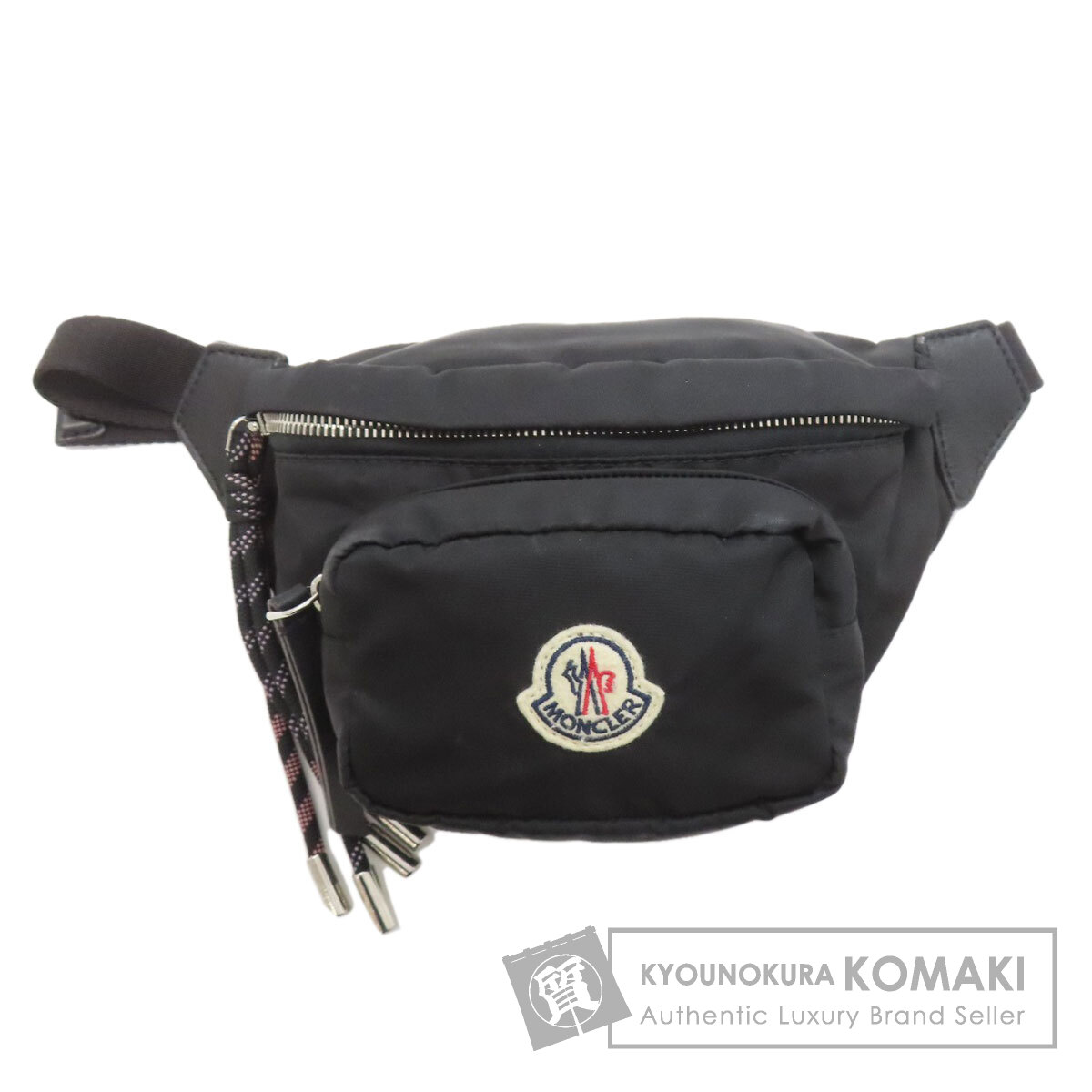 美品 モンクレール ナイロン ウエストバッグ ファスナー ロゴ型押し ブラック モンクレール メンズ バッグ MONCLER ブランド 鞄 ボディバッグ