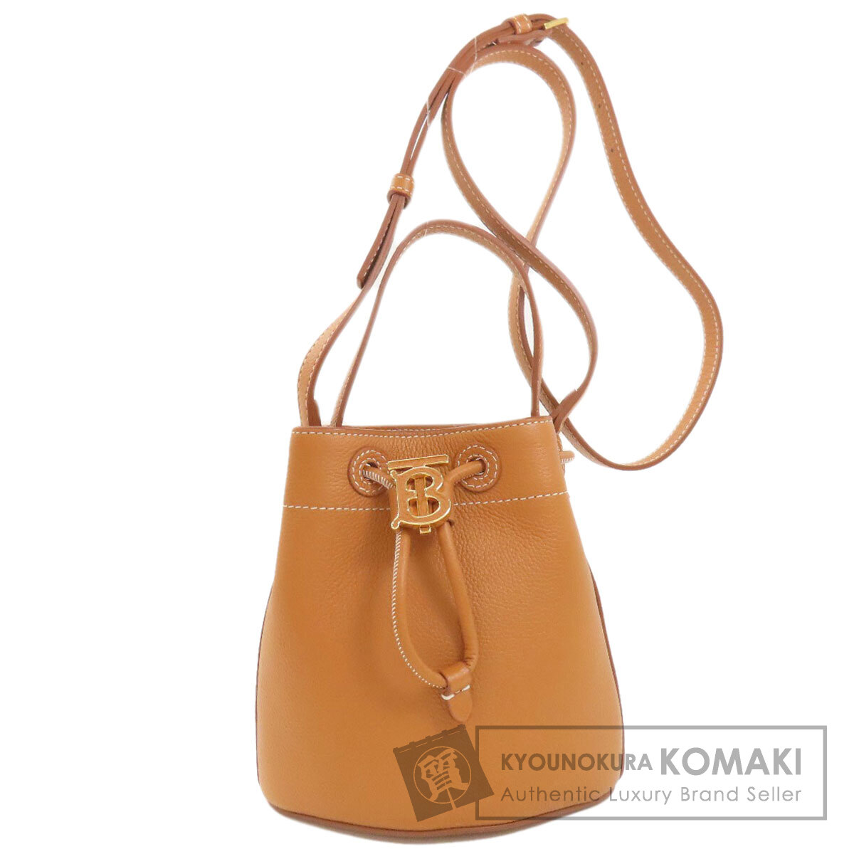 バーバリー BURBERRY  TBロゴ 巾着 2WAY  ハンドバッグ レザー レディース  中古 BURBERRY バーバリー TBロゴ 巾着 2WAY ハンドバッグ レザー