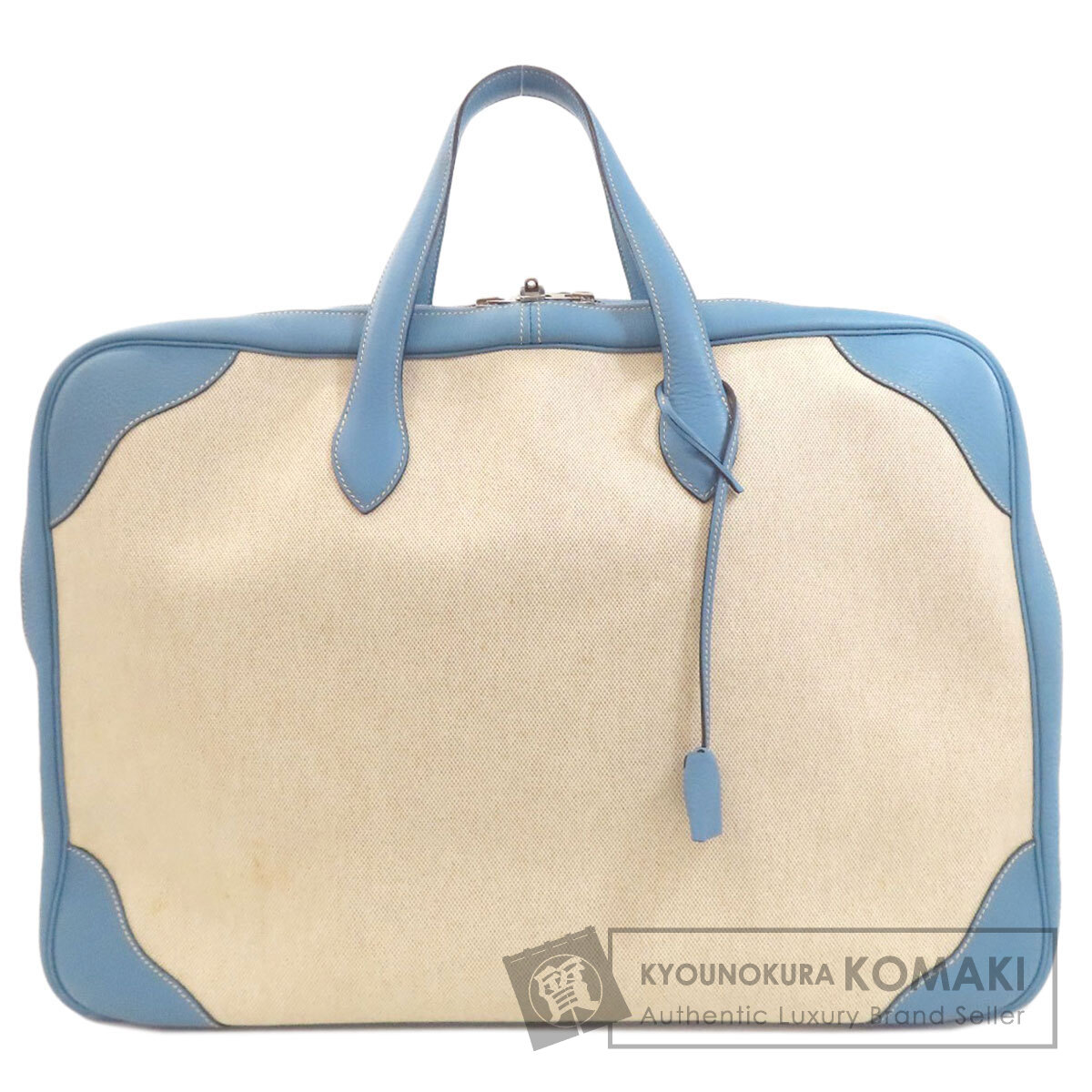 エルメス ハンドバッグ ビクトリア50 ブルージーン シルバー金具