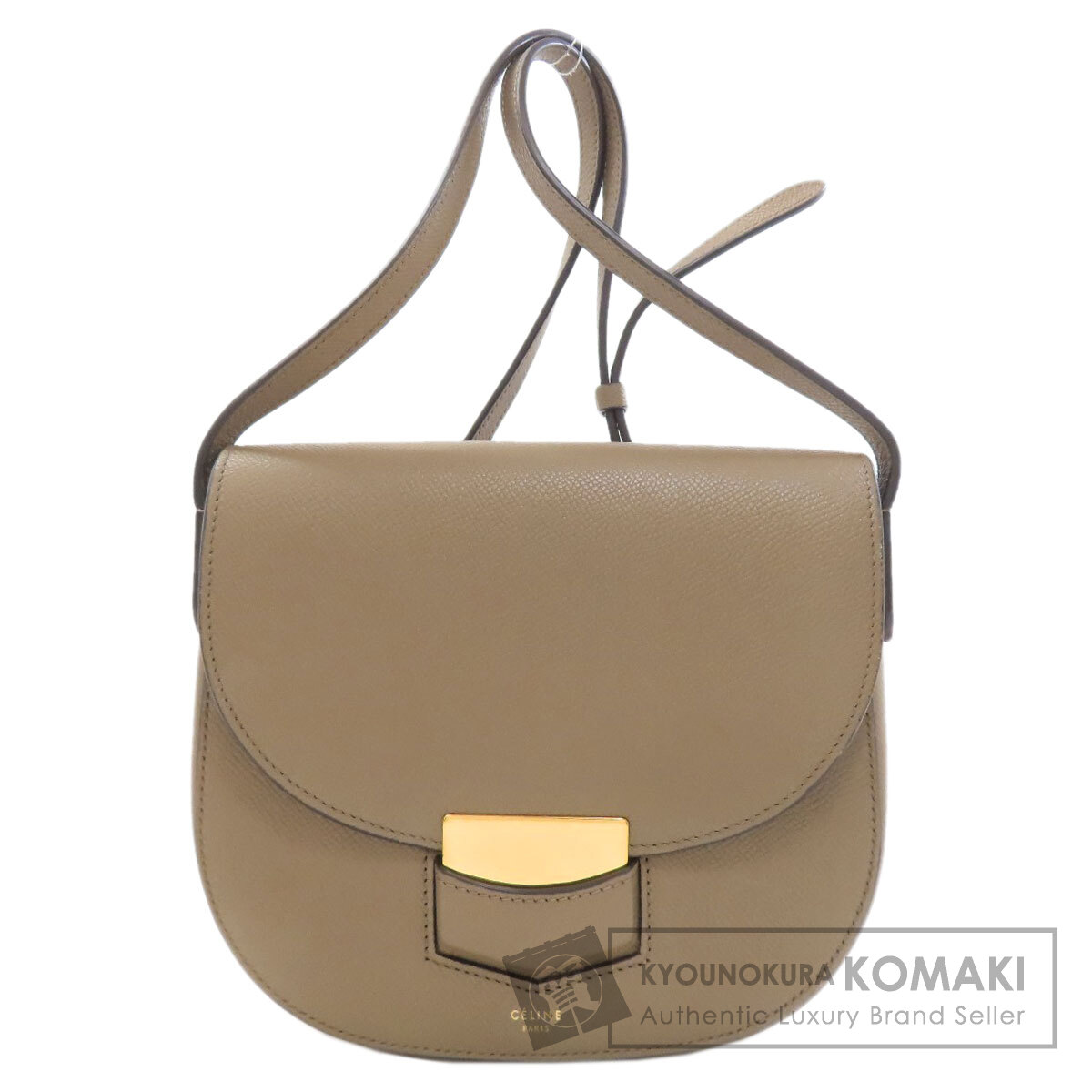 CELINE ロゴ入り レザーショルダーバッグ CELINE セリーヌ ロゴ ショルダーバッグ レザー レディース [中古